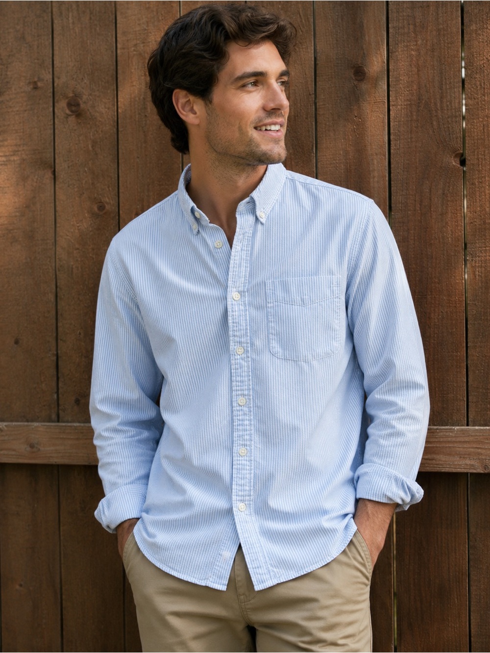 J. Crew Flex Oxford Slim Button Down Pinstriped Shirt Size Medium